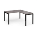 Adapt desk 1400mm x 800mm with 800mm return desk - black frame and grey oak top