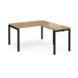 Adapt desk 1400mm x 800mm with 800mm return desk - black frame and oak top