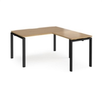 Adapt desk 1400mm x 800mm with 800mm return desk - black frame and oak top