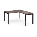 Adapt desk 1400mm x 800mm with 800mm return desk - black frame and walnut top