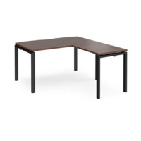 Adapt desk 1400mm x 800mm with 800mm return desk - black frame and walnut top