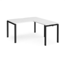 Adapt desk 1400mm x 800mm with 800mm return desk - black frame and white top
