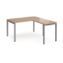 Adapt desk 1400mm x 800mm with 800mm return desk - silver frame and beech top