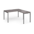 Adapt desk 1400mm x 800mm with 800mm return desk - silver frame and grey oak top