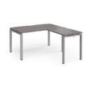 Adapt desk 1400mm x 800mm with 800mm return desk - silver frame and grey oak top