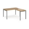 Adapt desk 1400mm x 800mm with 800mm return desk - silver frame and oak top