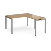 Adapt desk 1400mm x 800mm with 800mm return desk - silver frame and oak top