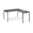 Adapt desk 1400mm x 800mm with 800mm return desk - silver frame and walnut top