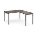 Adapt desk 1400mm x 800mm with 800mm return desk - silver frame and walnut top