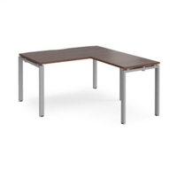Adapt desk 1400mm x 800mm with 800mm return desk - silver frame and walnut top