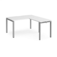 Adapt desk 1400mm x 800mm with 800mm return desk - silver frame and white top