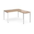 Adapt desk 1400mm x 800mm with 800mm return desk - white frame and beech top