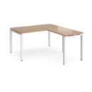 Adapt desk 1400mm x 800mm with 800mm return desk - white frame and beech top