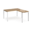 Adapt desk 1400mm x 800mm with 800mm return desk - white frame and oak top
