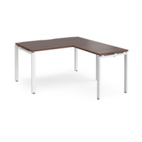 Adapt desk 1400mm x 800mm with 800mm return desk - white frame and walnut top