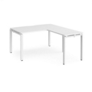 Adapt desk 1400mm x 800mm with 800mm return desk - white frame and white top