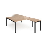 Adapt back to back desks 1600mm x 1600mm with 800mm return desks - black frame and beech top