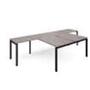 Adapt back to back desks 1600mm x 1600mm with 800mm return desks - black frame and grey oak top