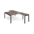 Adapt back to back desks 1600mm x 1600mm with 800mm return desks - black frame and walnut top