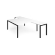 Adapt back to back desks 1600mm x 1600mm with 800mm return desks - black frame and white top