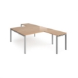 Adapt back to back desks 1600mm x 1600mm with 800mm return desks - silver frame and beech top