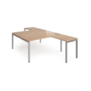 Adapt back to back desks 1600mm x 1600mm with 800mm return desks - silver frame and beech top