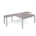 Adapt back to back desks 1600mm x 1600mm with 800mm return desks - silver frame and grey oak top