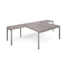 Adapt back to back desks 1600mm x 1600mm with 800mm return desks - silver frame and grey oak top