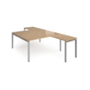 Adapt back to back desks 1600mm x 1600mm with 800mm return desks - silver frame and oak top