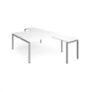 Adapt back to back desks 1600mm x 1600mm with 800mm return desks - silver frame and white top