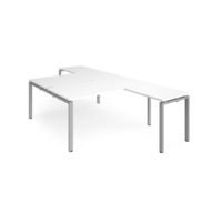 Adapt back to back desks 1600mm x 1600mm with 800mm return desks - silver frame and white top