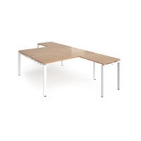 Adapt back to back desks 1600mm x 1600mm with 800mm return desks - white frame and beech top