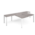 Adapt back to back desks 1600mm x 1600mm with 800mm return desks - white frame and grey oak top