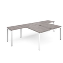 Adapt back to back desks 1600mm x 1600mm with 800mm return desks - white frame and grey oak top