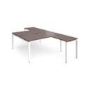 Adapt back to back desks 1600mm x 1600mm with 800mm return desks - white frame and walnut top