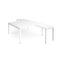 Adapt back to back desks 1600mm x 1600mm with 800mm return desks - white frame and white top