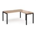 Adapt desk 1600mm x 800mm with 800mm return desk - black frame and beech top