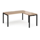 Adapt desk 1600mm x 800mm with 800mm return desk - black frame and beech top