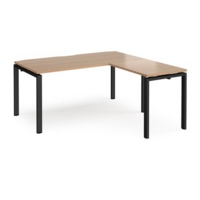 Adapt desk 1600mm x 800mm with 800mm return desk - black frame and beech top