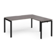 Adapt desk 1600mm x 800mm with 800mm return desk - black frame and grey oak top