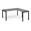 Adapt desk 1600mm x 800mm with 800mm return desk - black frame and grey oak top