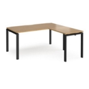 Adapt desk 1600mm x 800mm with 800mm return desk - black frame and oak top