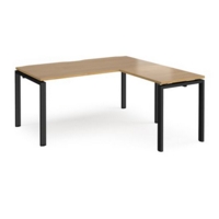 Adapt desk 1600mm x 800mm with 800mm return desk - black frame and oak top