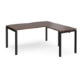 Adapt desk 1600mm x 800mm with 800mm return desk - black frame and walnut top