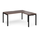 Adapt desk 1600mm x 800mm with 800mm return desk - black frame and walnut top