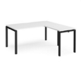 Adapt desk 1600mm x 800mm with 800mm return desk - black frame and white top