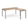 Adapt desk 1600mm x 800mm with 800mm return desk - silver frame and beech top