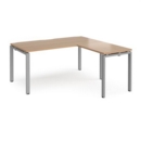 Adapt desk 1600mm x 800mm with 800mm return desk - silver frame and beech top