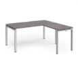 Adapt desk 1600mm x 800mm with 800mm return desk - silver frame and grey oak top