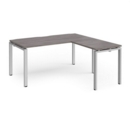 Adapt desk 1600mm x 800mm with 800mm return desk - silver frame and grey oak top
